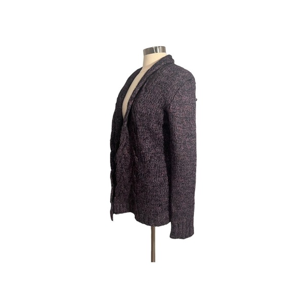 Berretti Cable Knit Cardigan Sweater Italy Purple Medium M Cotton Wool Alpaca - Picture 4 of 11